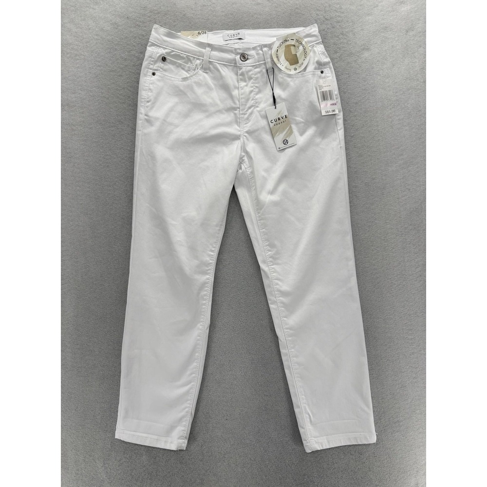Curve Appeal Ankle Jeans Womens 6 White Mid Rise Stretch Shaping Denim Skinny